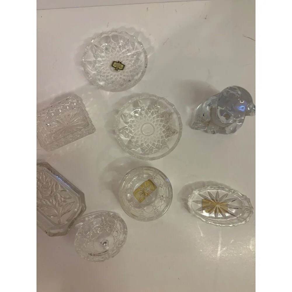 vintage crystal dishes and bear